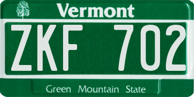 VT license plate ZKF702