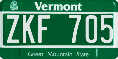 VT license plate ZKF705