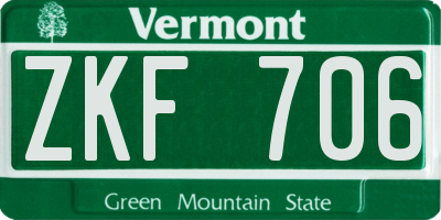 VT license plate ZKF706