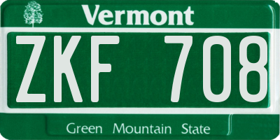 VT license plate ZKF708