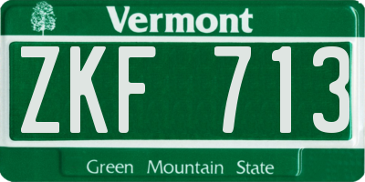 VT license plate ZKF713