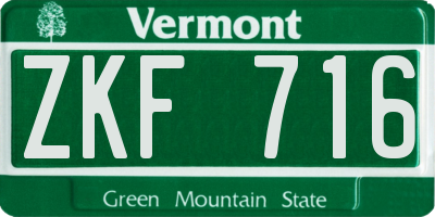 VT license plate ZKF716