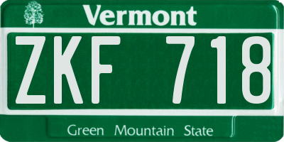 VT license plate ZKF718