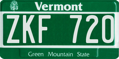 VT license plate ZKF720