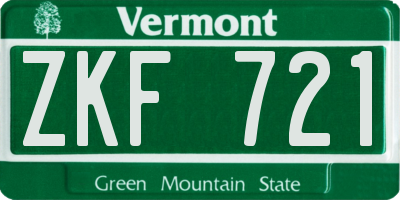 VT license plate ZKF721