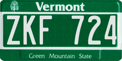 VT license plate ZKF724