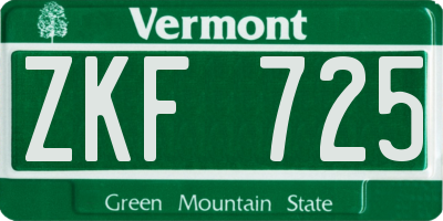 VT license plate ZKF725