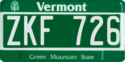 VT license plate ZKF726