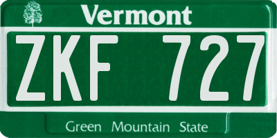 VT license plate ZKF727