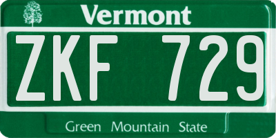 VT license plate ZKF729