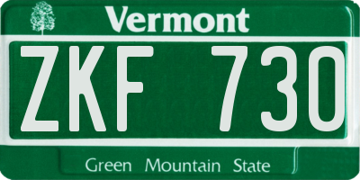 VT license plate ZKF730