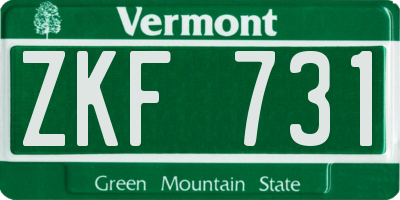 VT license plate ZKF731
