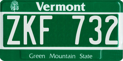 VT license plate ZKF732