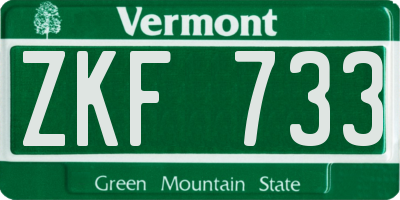 VT license plate ZKF733