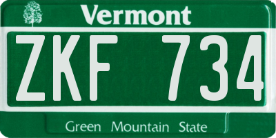 VT license plate ZKF734