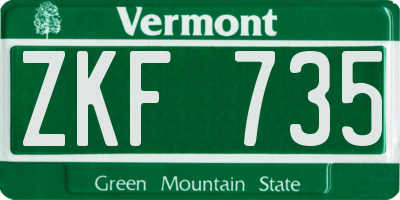 VT license plate ZKF735