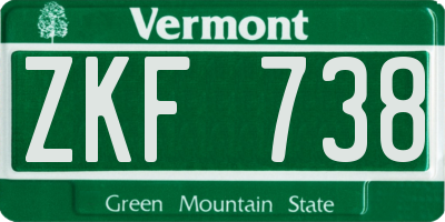 VT license plate ZKF738