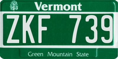 VT license plate ZKF739