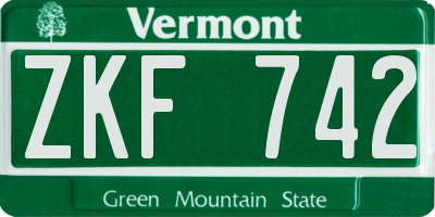 VT license plate ZKF742