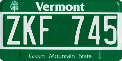 VT license plate ZKF745