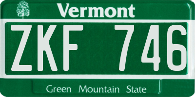 VT license plate ZKF746