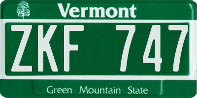 VT license plate ZKF747
