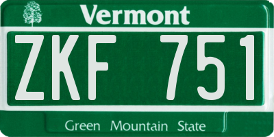 VT license plate ZKF751