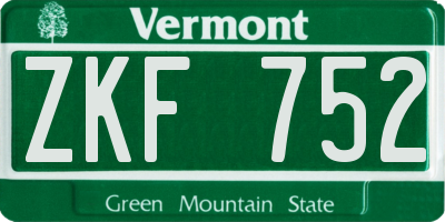 VT license plate ZKF752