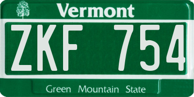 VT license plate ZKF754