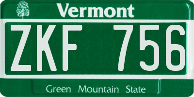 VT license plate ZKF756