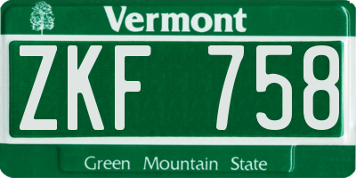 VT license plate ZKF758