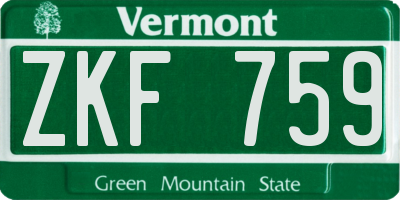 VT license plate ZKF759