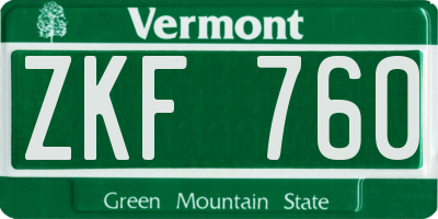 VT license plate ZKF760