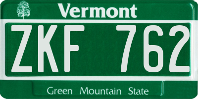 VT license plate ZKF762