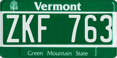 VT license plate ZKF763