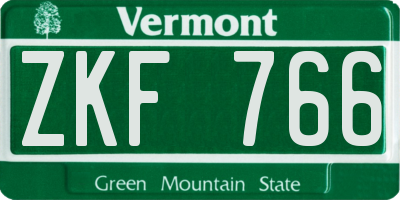 VT license plate ZKF766