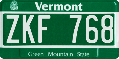 VT license plate ZKF768