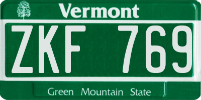 VT license plate ZKF769