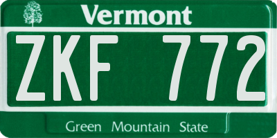 VT license plate ZKF772