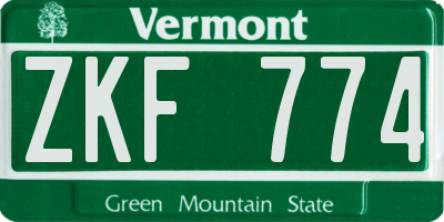 VT license plate ZKF774