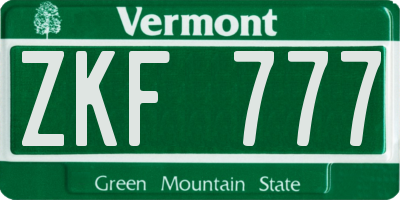 VT license plate ZKF777