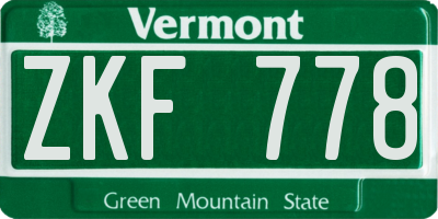 VT license plate ZKF778