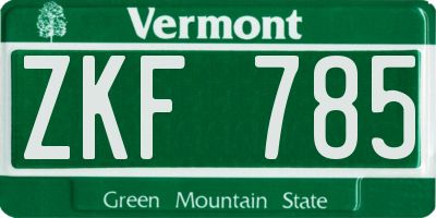 VT license plate ZKF785