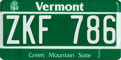 VT license plate ZKF786