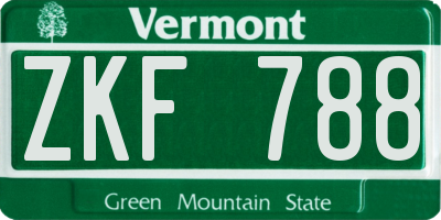 VT license plate ZKF788