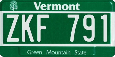 VT license plate ZKF791