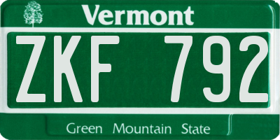 VT license plate ZKF792