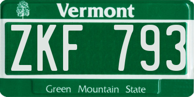 VT license plate ZKF793