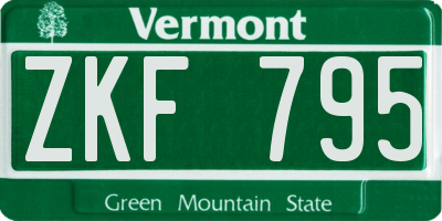 VT license plate ZKF795