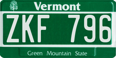 VT license plate ZKF796